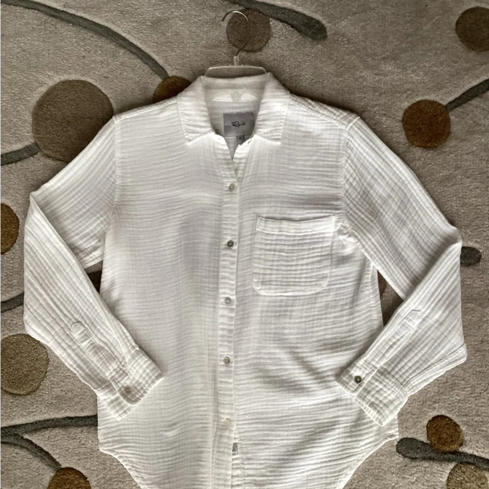 Rails Ellis Shirt XS White Gauze 100% Organic Cotton - Picture 6 of 11